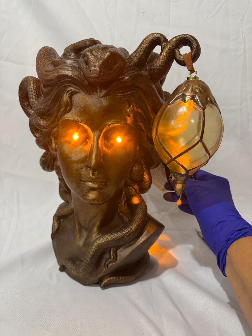 Tahari Home Medusa LED Lighted Bust Snake Goddess Halloween Decor NWT